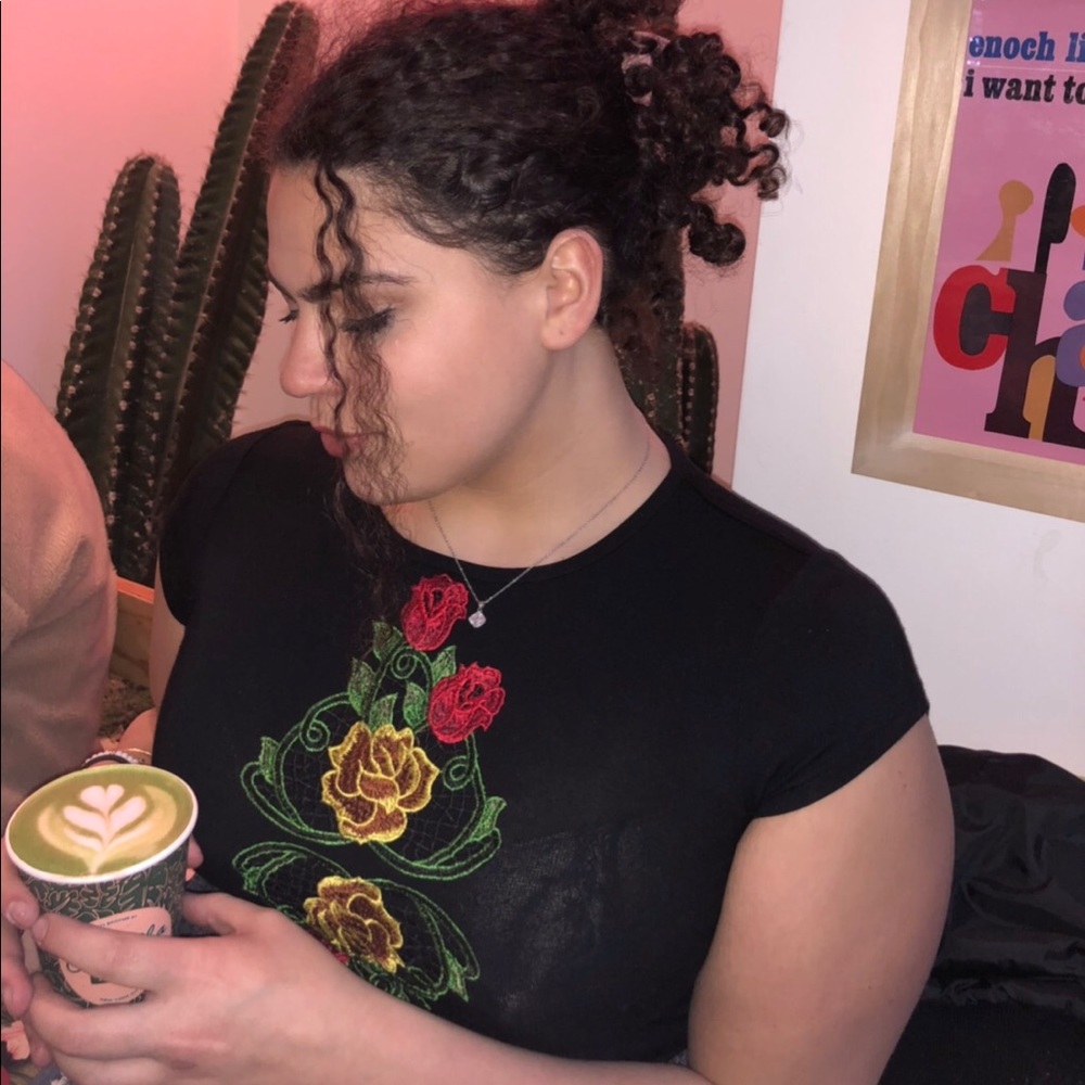 LF Black Embroidered Tee